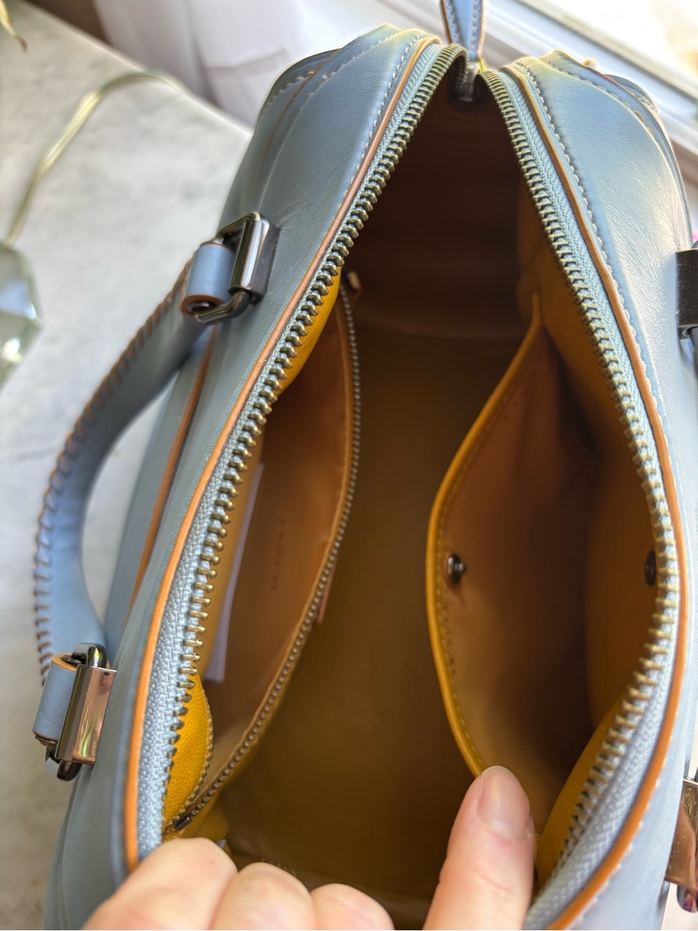 Coach Ace Satchel Cornflower Blue Leather - Picture 7 of 12